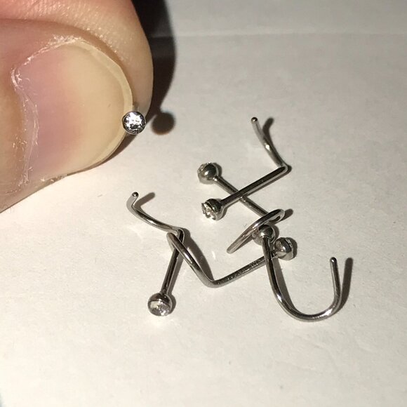 Clear 22 Gauge Curved Nose Rings - Picture 2 of 2